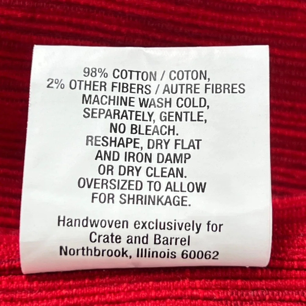 Set of 4 Crate & Barrel Grasscloth Placemats Ruby Red Handwoven Cotton 14x19